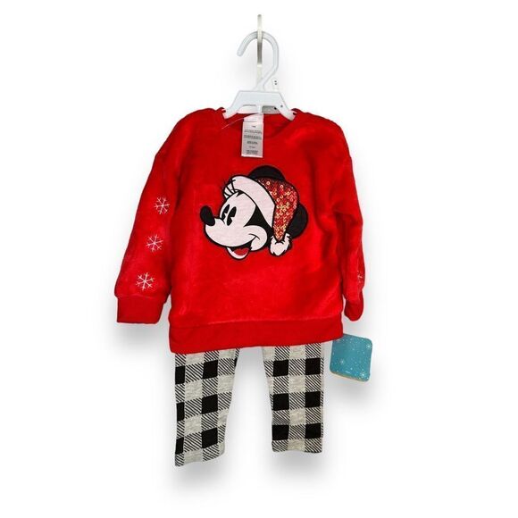 Disney Minnie Mouse Holiday Plush Sweatshirt and legging set NWT - Picture 1 of 4